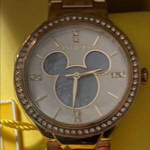 Invicta Mickey Mouse, rare Gold-Tone Watch with Mother-of-Pearl Dial